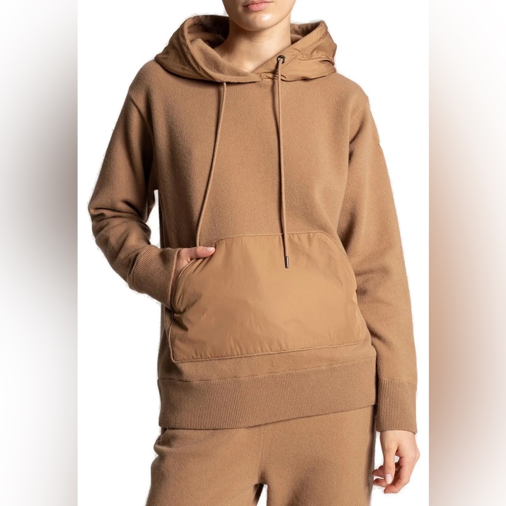 Moncler Contrast-Panel Drawstring Wool and Cashmere Hoodie